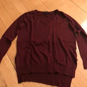 Maroon V neck loose Sweater